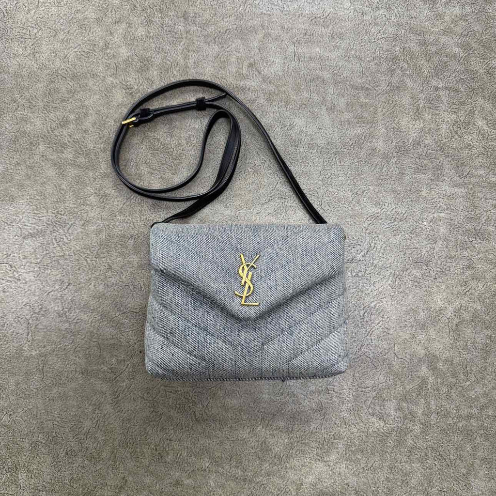 YSL Shoulder Bag "LOULOU DENIM" New Blue
