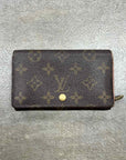 Louis Vuitton Wallet "MONOGRAM ZIPPER" Used Brown VINTAGE