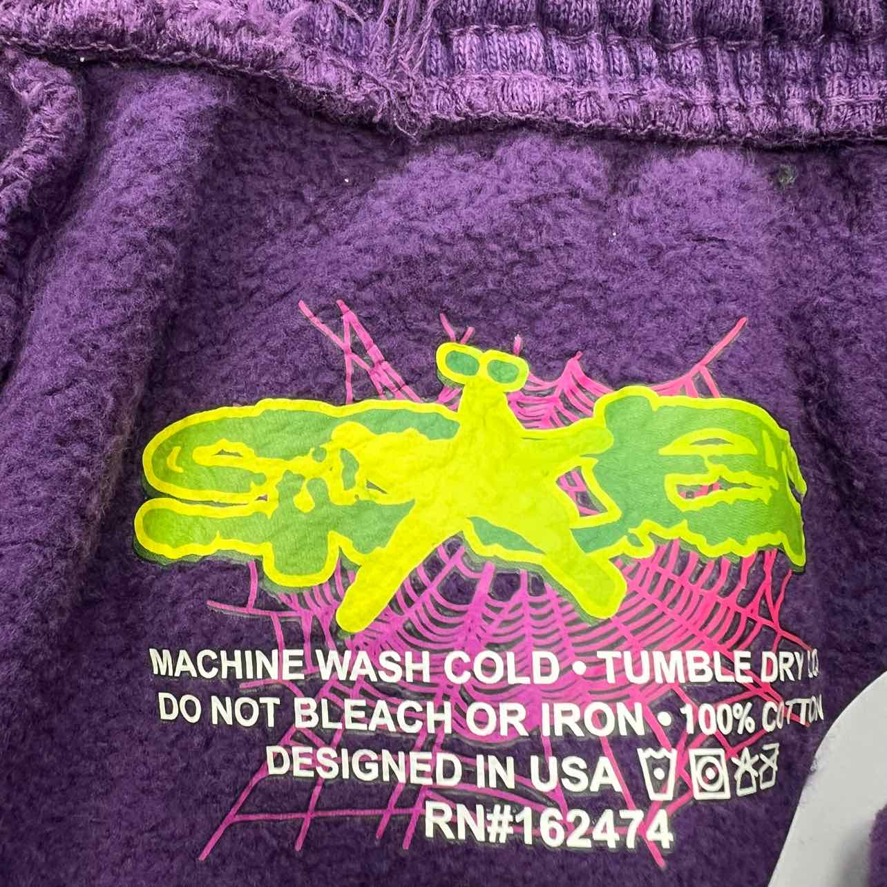 Sp5der Sweatpants &quot;RHINESTONE&quot; Purple New Size L