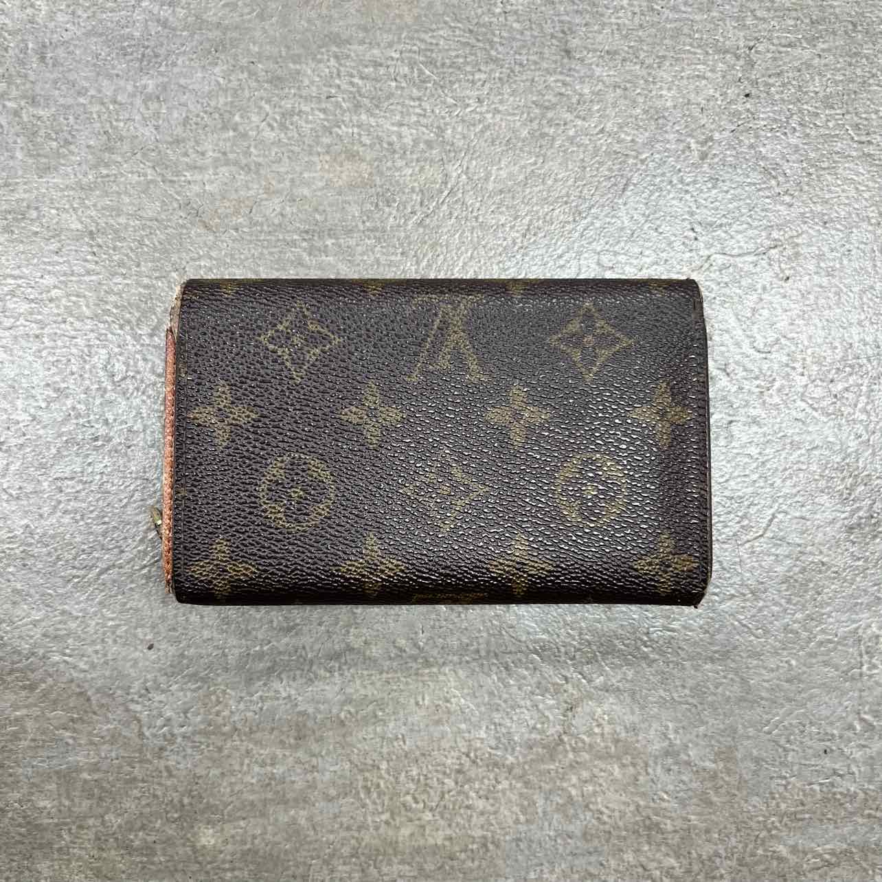 Louis Vuitton Wallet &quot;MONOGRAM ZIPPER&quot; Used Brown VINTAGE