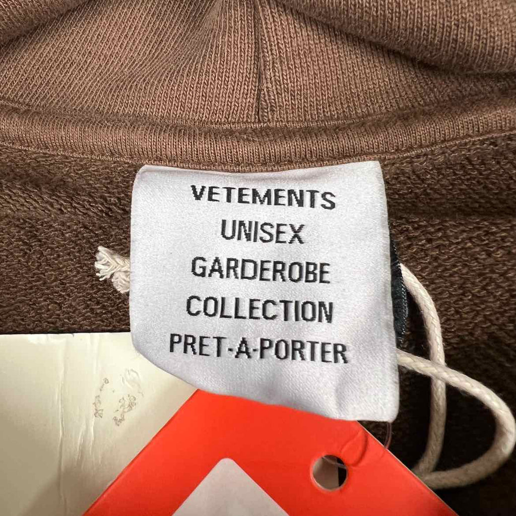Vetements Hoodie "METAL PATCH" Brown New Size L