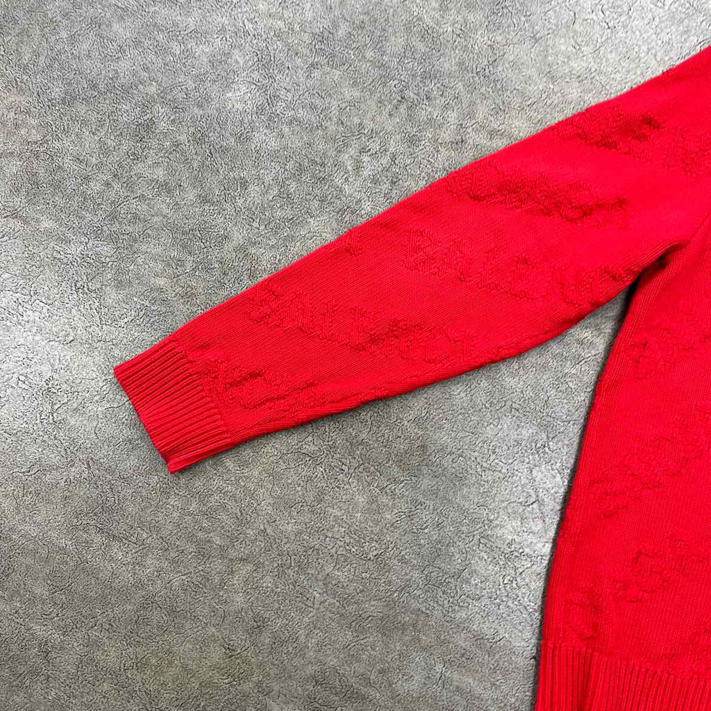 Balenciaga Knit Crewneck "ALL OVER LOGO" Red Used Size M