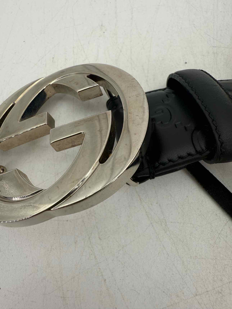 Gucci Belt "SILVER BUCKLE" Used Black Size 46