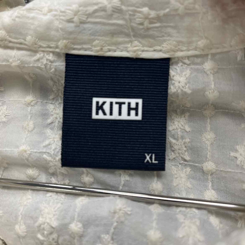 Kith Button Up "EMBROIDERED" Cream Used Size XL