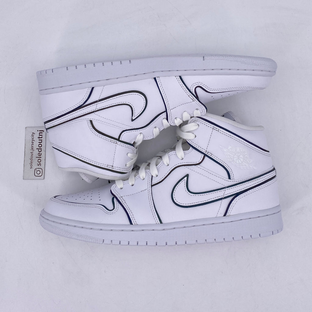 Air Jordan (W) 1 Mid "Iridescent Reflective White" 2019 New Size 12W