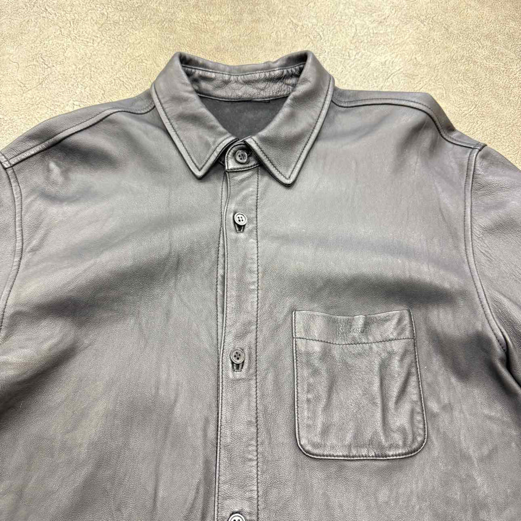 Supreme Button Up "LEATHER" Black Used Size L