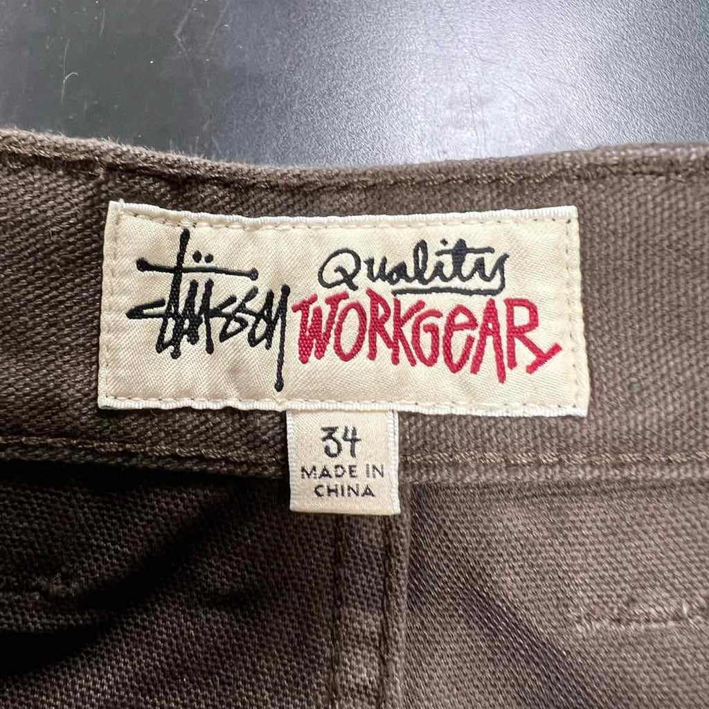 Stussy Pants "WORKGEAR" Brown Used Size 34 Stussy