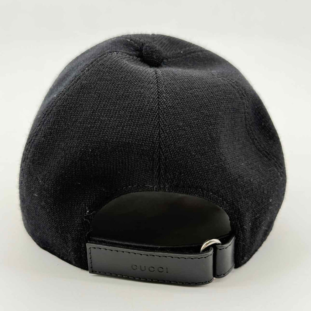 Gucci Strapback "WOOL LOGO" Used Black Size M
