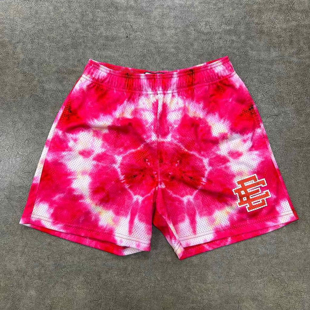 Eric Emanuel Mesh Shorts "TIE DYE" Red Used Size L