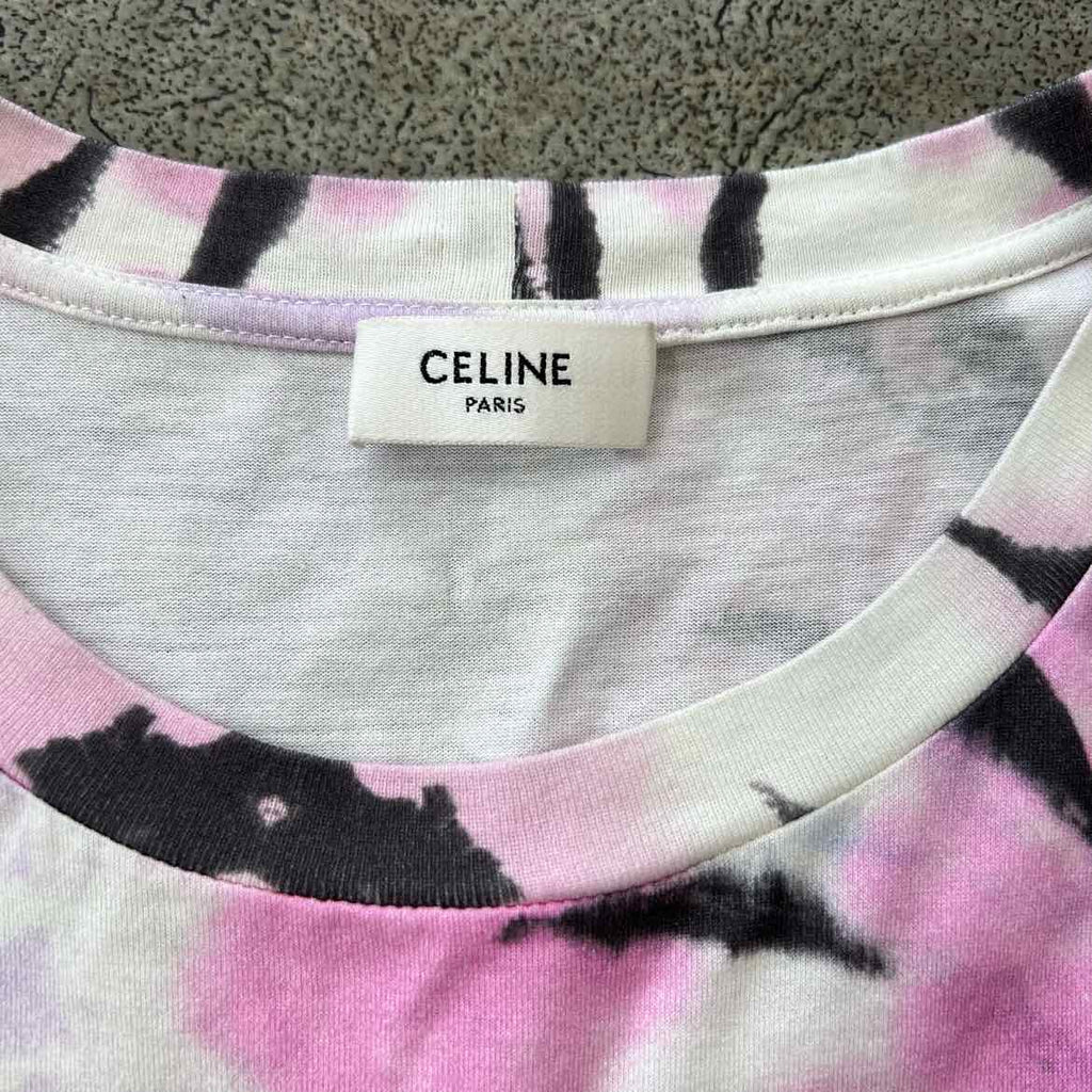 Celine T-Shirt "TIE DYE" Purple Used Size S