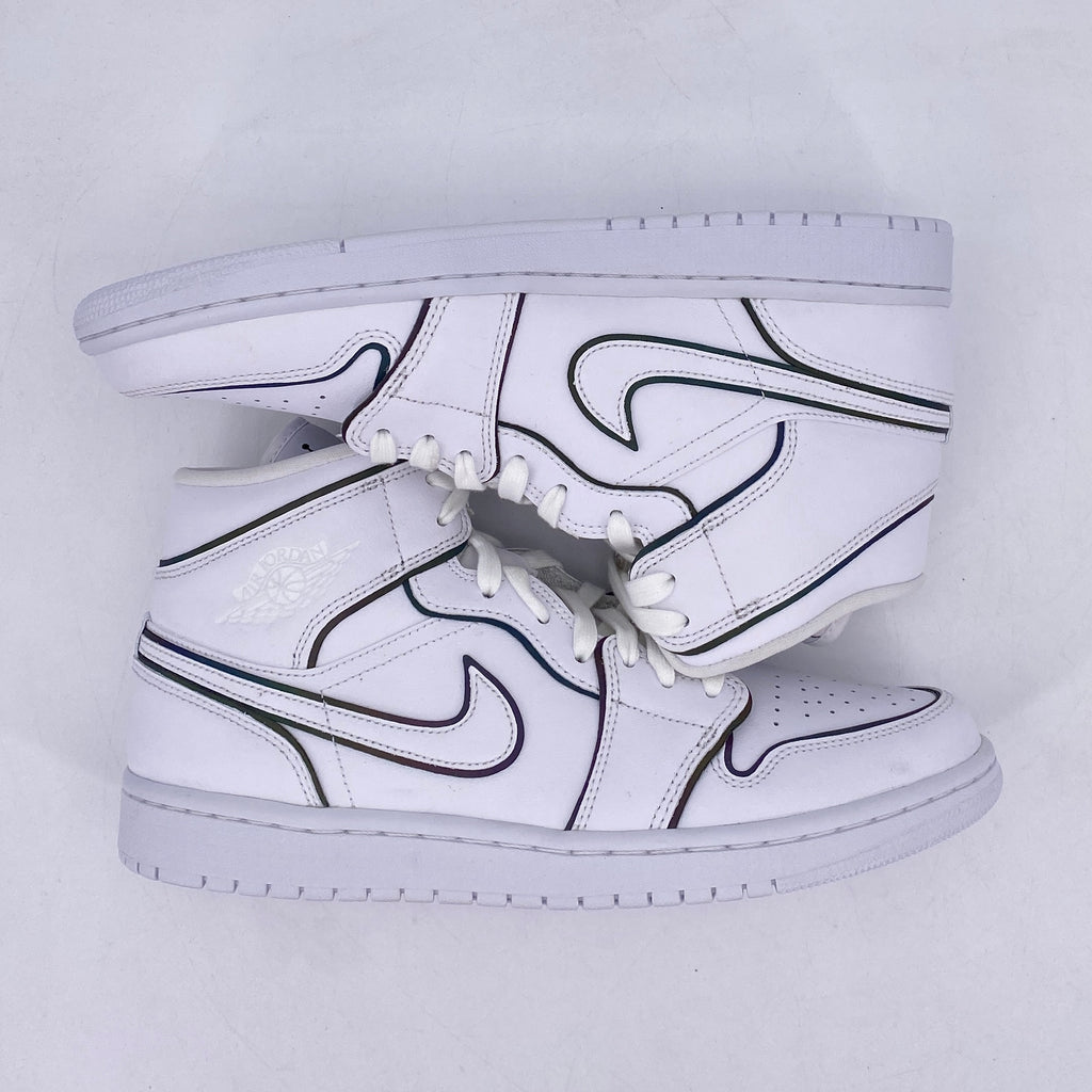 Air Jordan (W) 1 Mid "Iridescent Reflective White" 2019 New Size 12W
