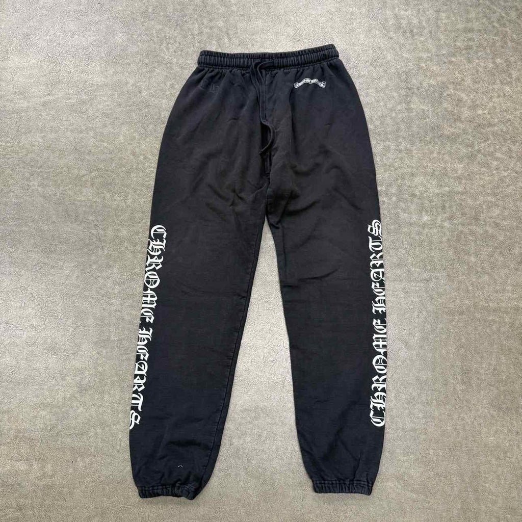 Chrome Hearts Sweatpants "VERTICAL LOGO" Black Used Size XL
