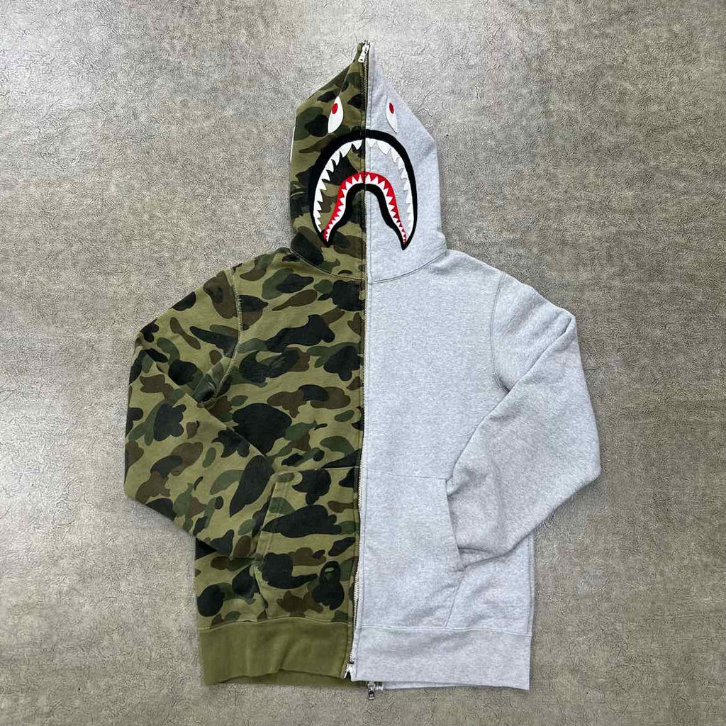 Bape Hoodie "1ST CAMO SPLIT ZIP" Camo Used Size L