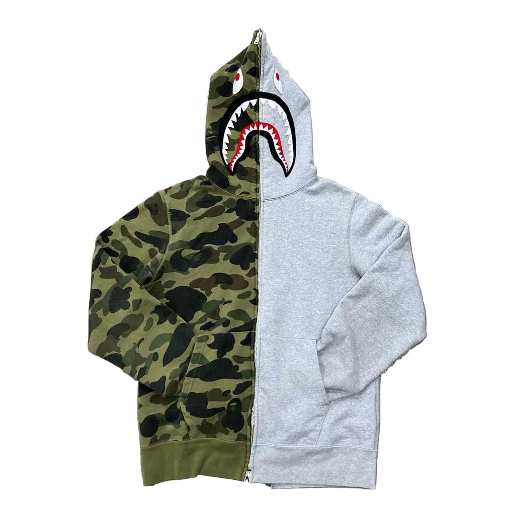Bape Hoodie "1ST CAMO SPLIT ZIP" Camo Used Size L