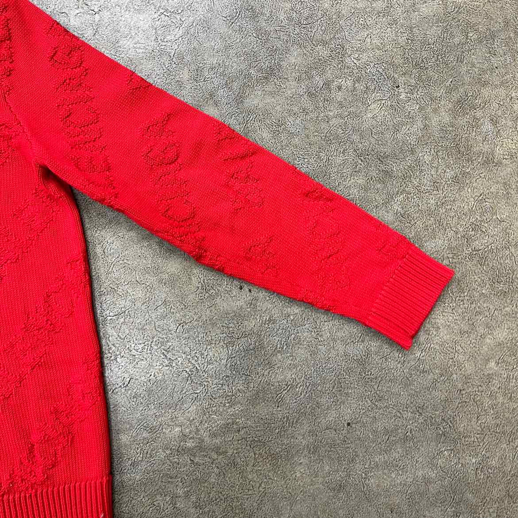 Balenciaga Knit Crewneck "ALL OVER LOGO" Red Used Size M
