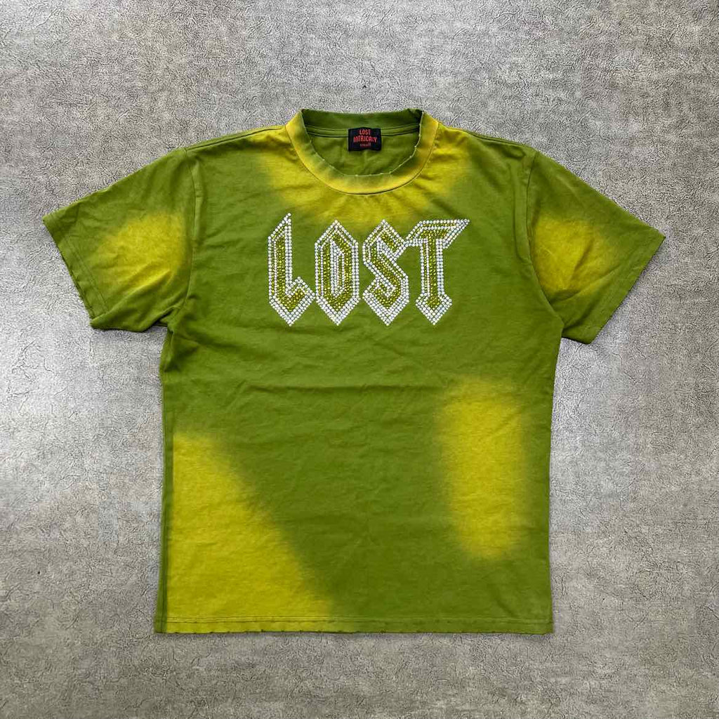 Lost Intricacy T-Shirt "RHINESTONE" Olive Used Size S
