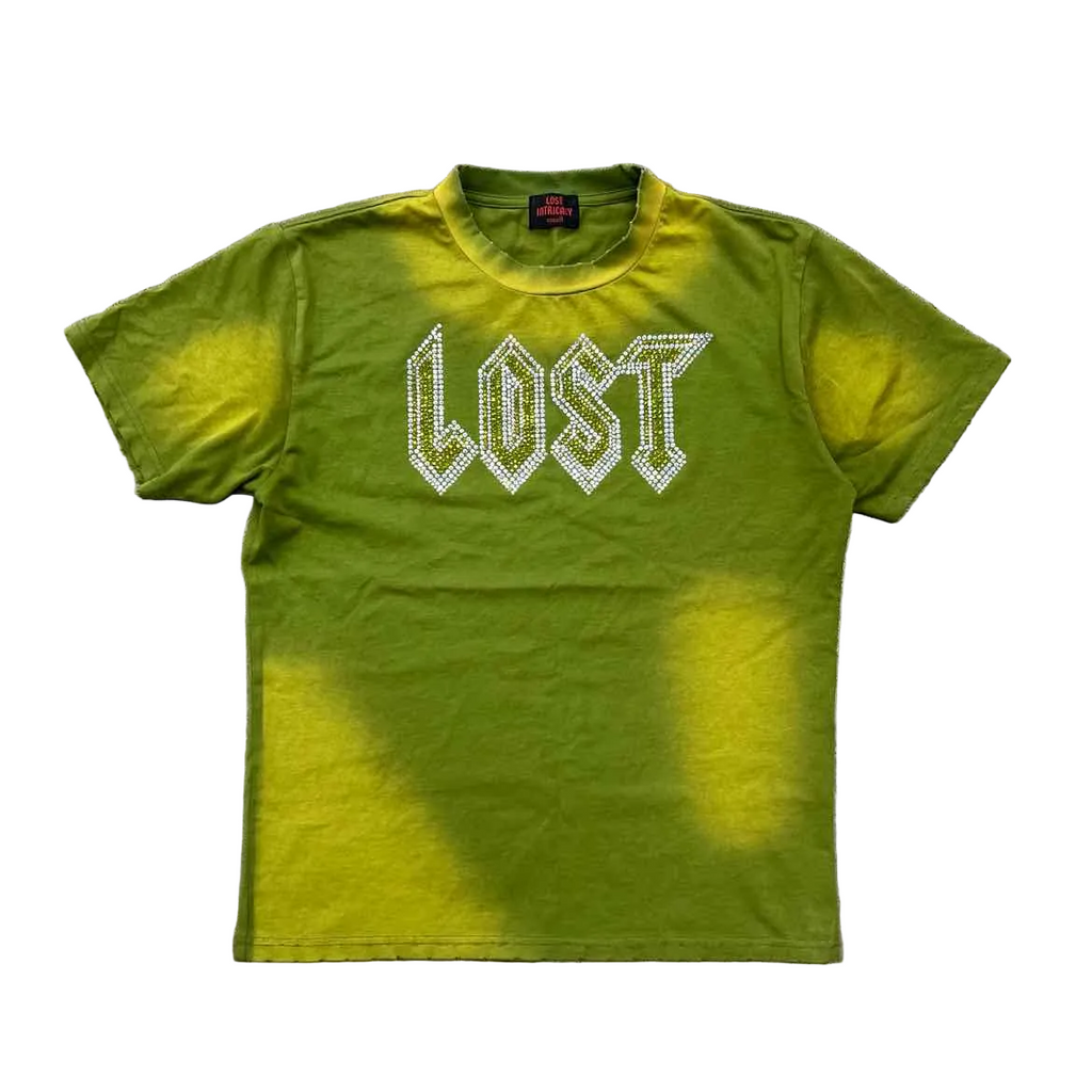 Lost Intricacy T-Shirt "RHINESTONE" Olive Used Size S