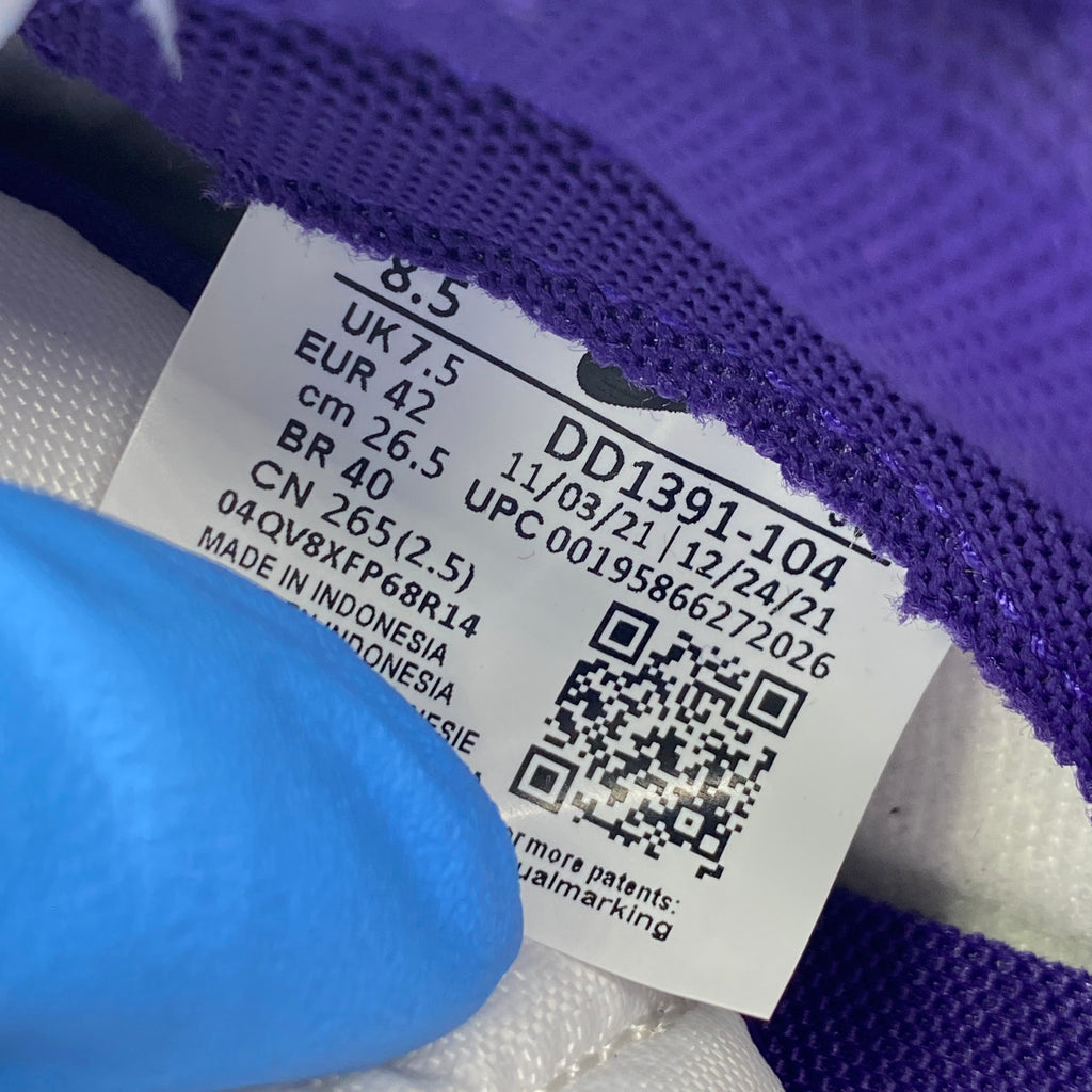 Nike Dunk Low Retro "Court Purple" 2022 New Size 8.5