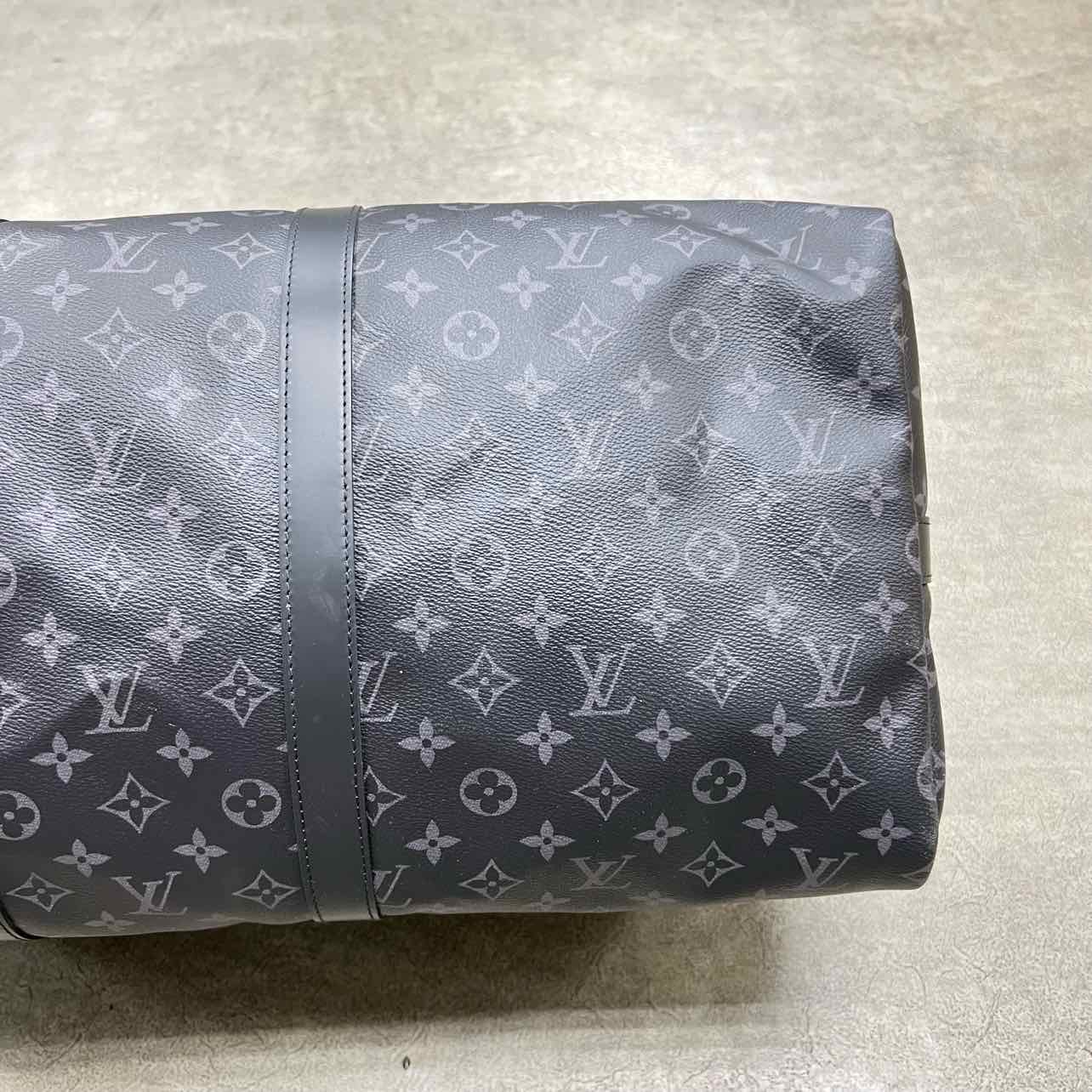 Louis Vuitton Duffle Bag &quot;KEEPALL 55&quot; Used Black Size 55