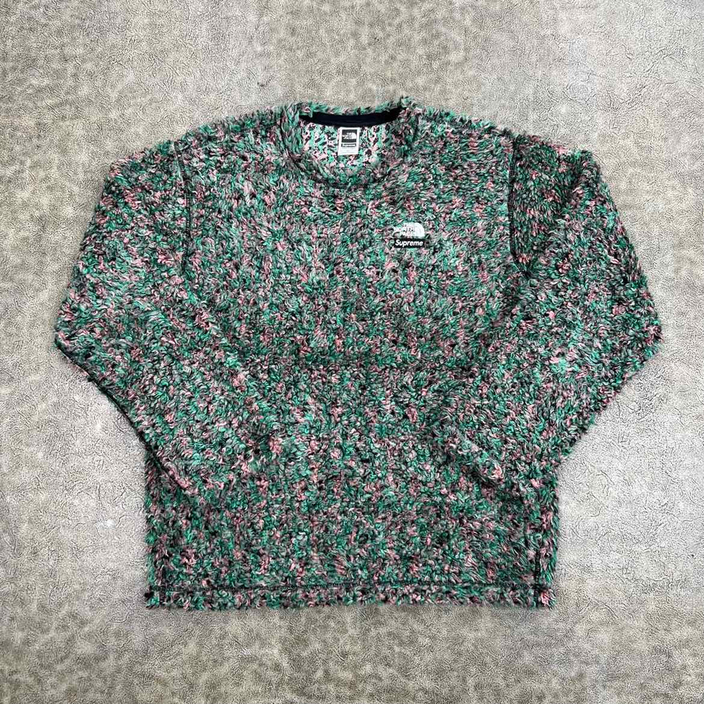 Supreme Crewneck Sweater "TNF HIGH PILE FLEECE" Green Used Size S