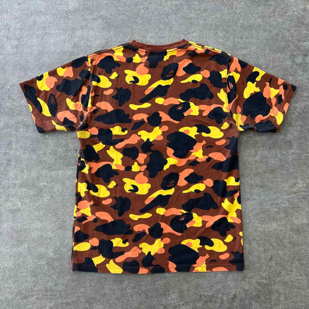 Bape T-Shirt "1ST CAMO APE HEAD" Yellow Used Size L