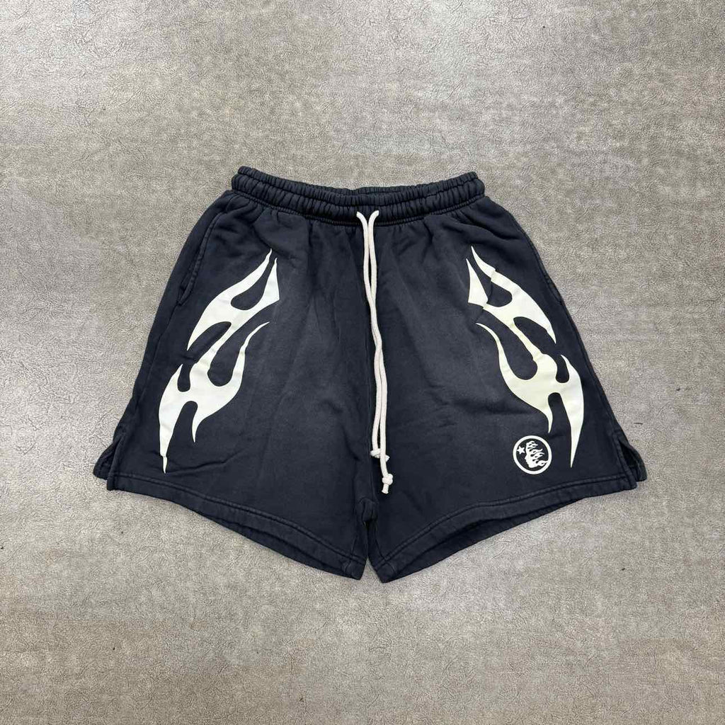 Hellstar Shorts "FLAME" Black White New Size M