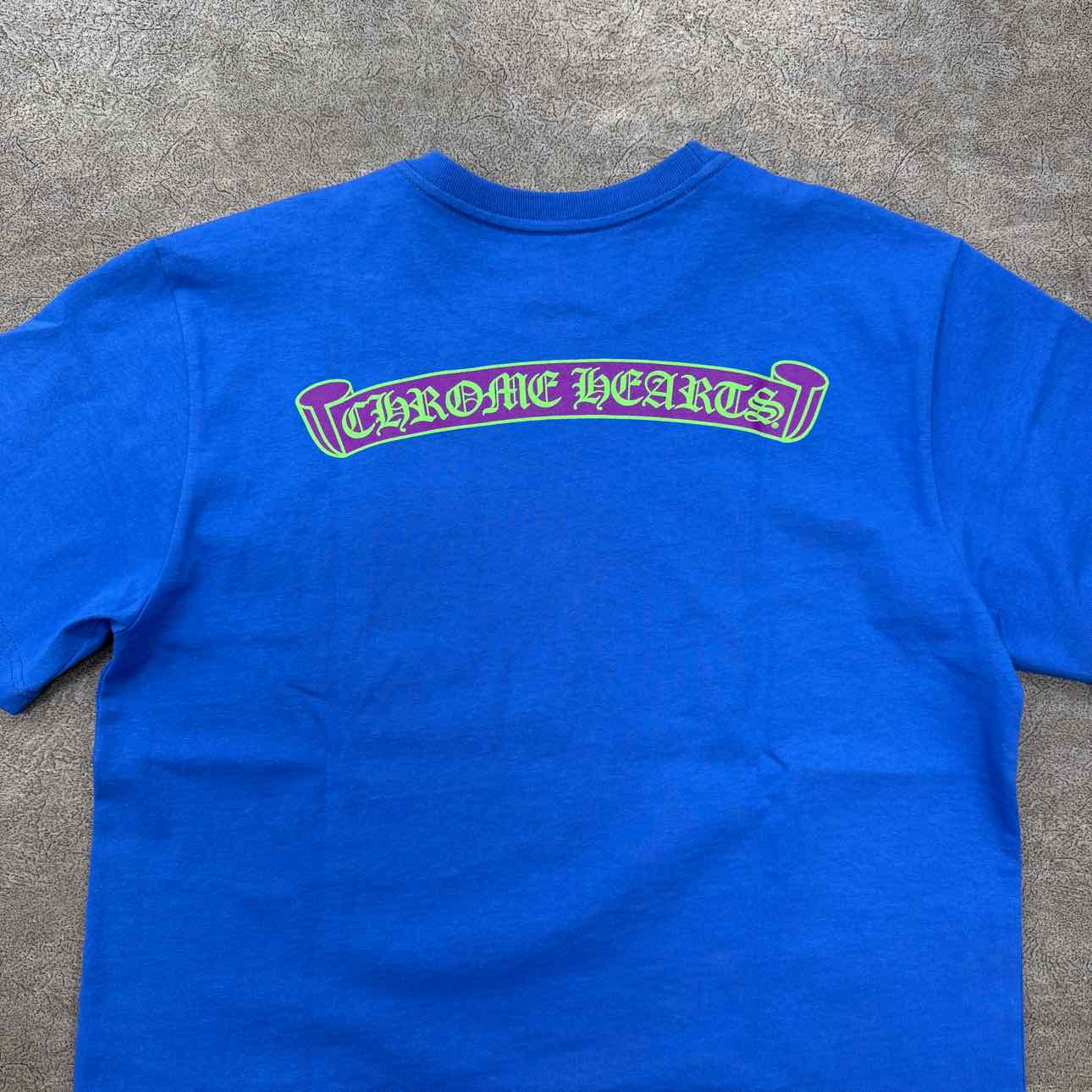 Chrome Hearts T-Shirt &quot;SCROLL LOGO&quot; Blue Used Size L