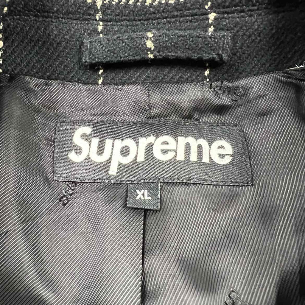 Supreme Trench Coat "WINDOWPANE" Black Used Size XL