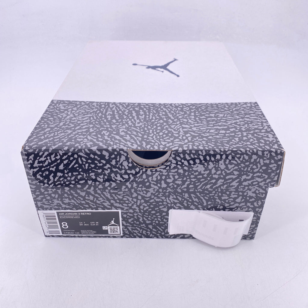 Air Jordan 3 Retro "Midnight Navy" 2023 New Size 8