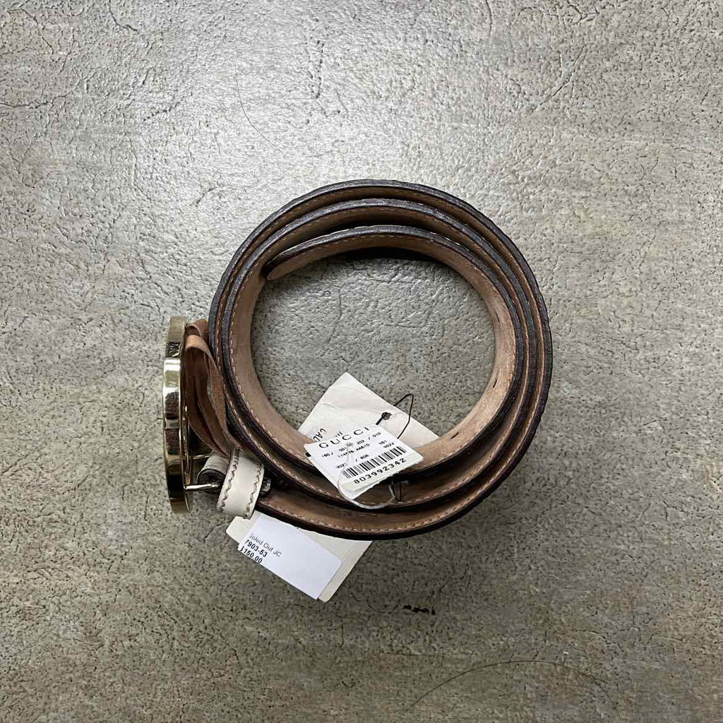 Gucci Belt "INTERLOCKING G" Used Beige Size 32 (W)