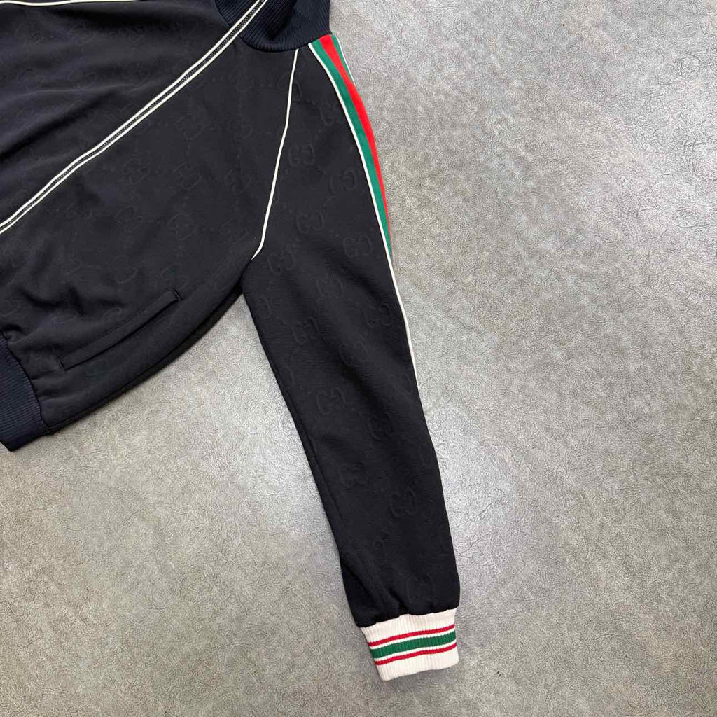 Gucci Zip Up "GG JACQUARD WEB" Black Used Size L