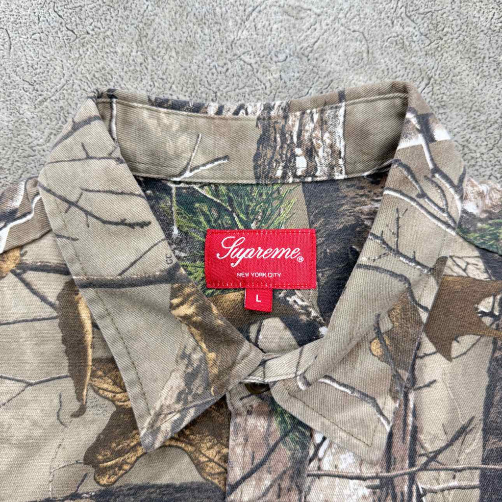 Supreme Button Up "REAL TREE CAMO" Green Used Size L