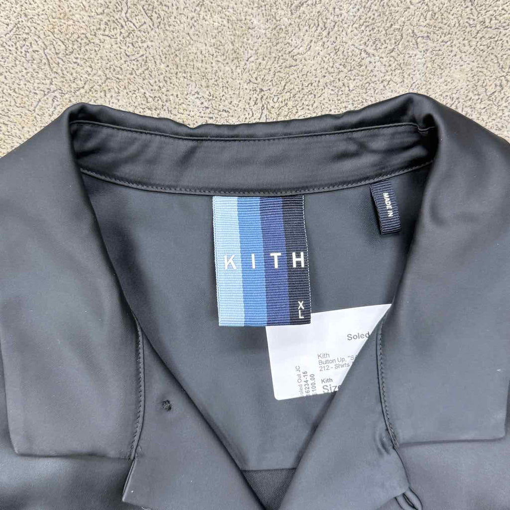 Kith Button Up "SATIN" Black Used Size XL