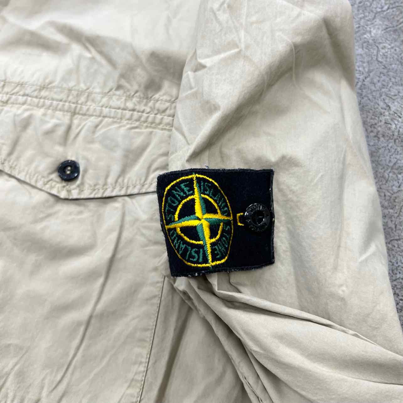 Stone Island Button Up &quot;PATCH&quot; Khaki Used Size 2XL