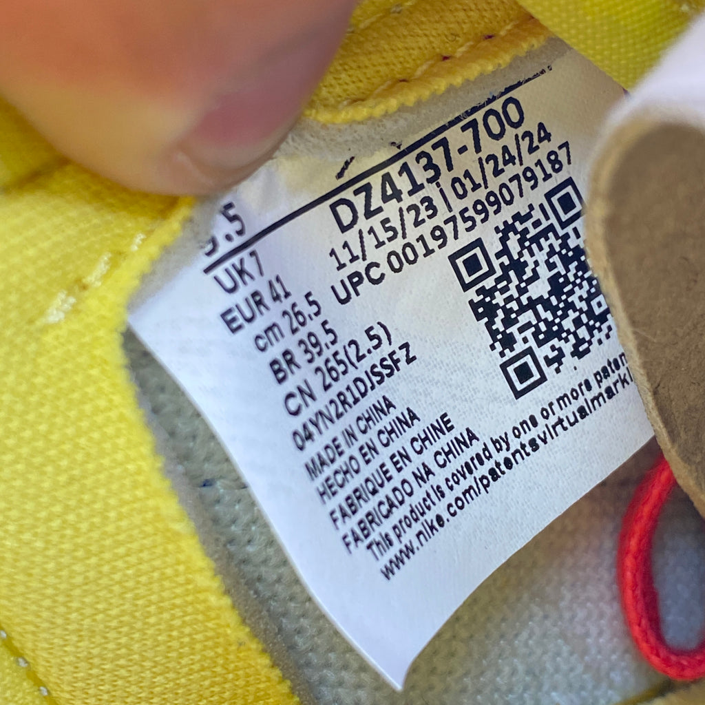 Air Jordan (W) 1 Low "Canary" 2024 New Size 9.5W