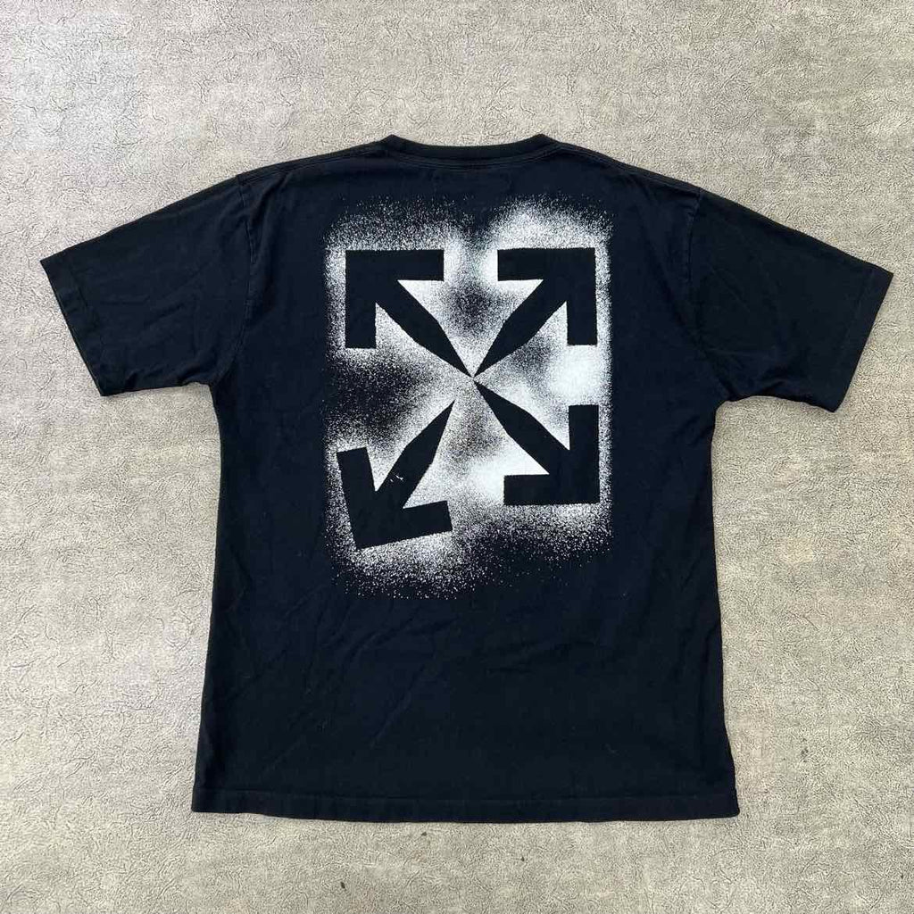 OFF-WHITE T-Shirt "STENCIL" Black Used Size 2XL