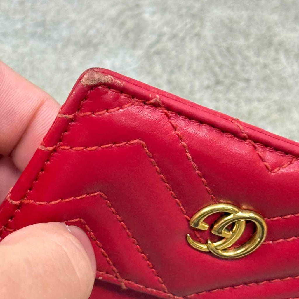 Gucci Card Holder "GG MARMONT" Used Red Size OS