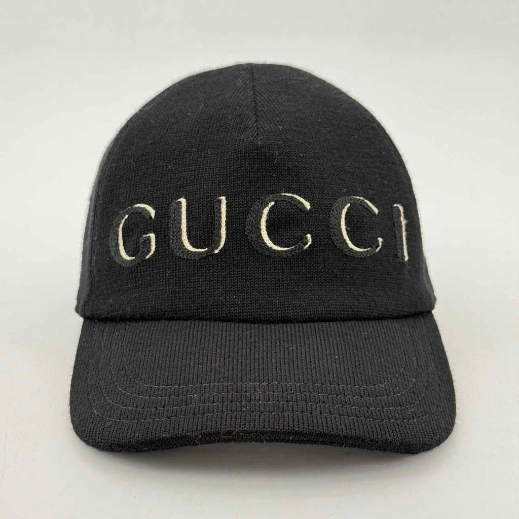 Gucci Strapback "WOOL LOGO" Used Black Size M