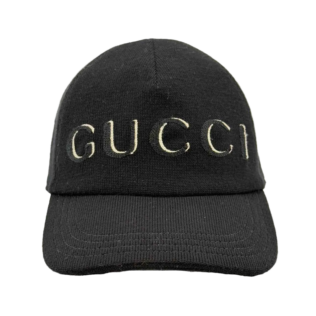 Gucci Strapback "WOOL LOGO" Used Black Size M