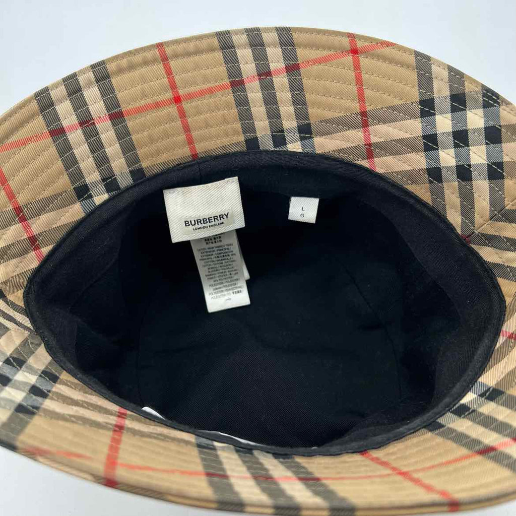 Burberry Bucket Hat "CHECK PRINT" Used Beige Size L