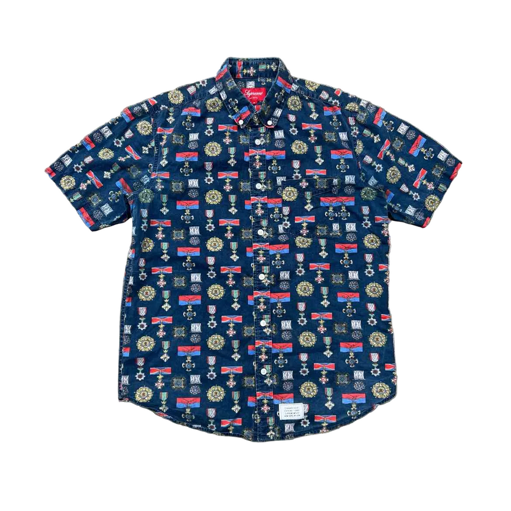 Supreme Button Up "MEDALS" Used Blue Size M