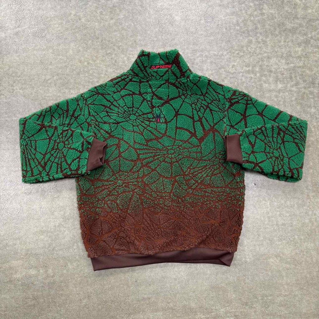 Supreme Fleece Jacket "SPYDER WEB" Brown Used Size M