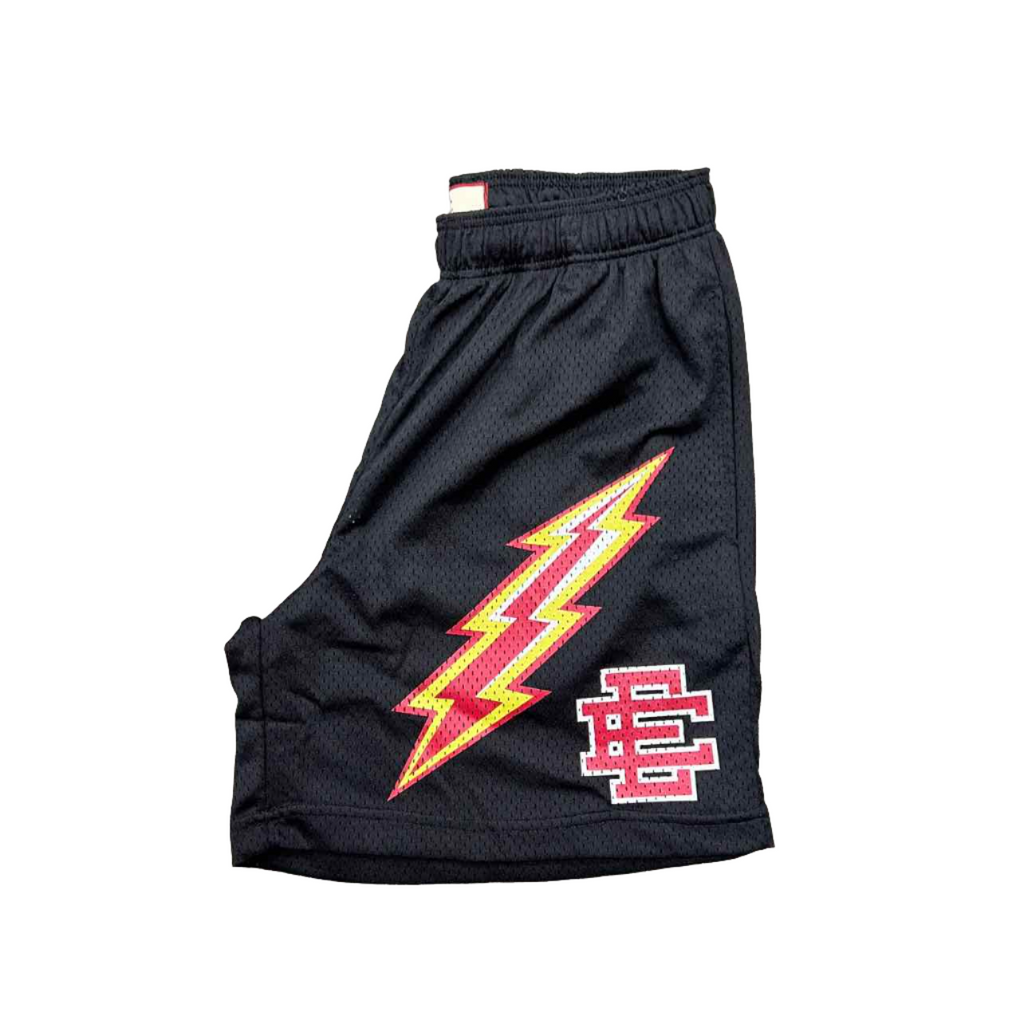 Eric Emanuel Mesh Shorts "LIGHTNING BLACK" Red New Size L
