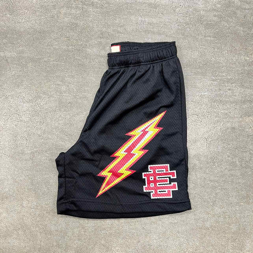 Eric Emanuel Mesh Shorts "LIGHTNING BLACK" Red New Size L