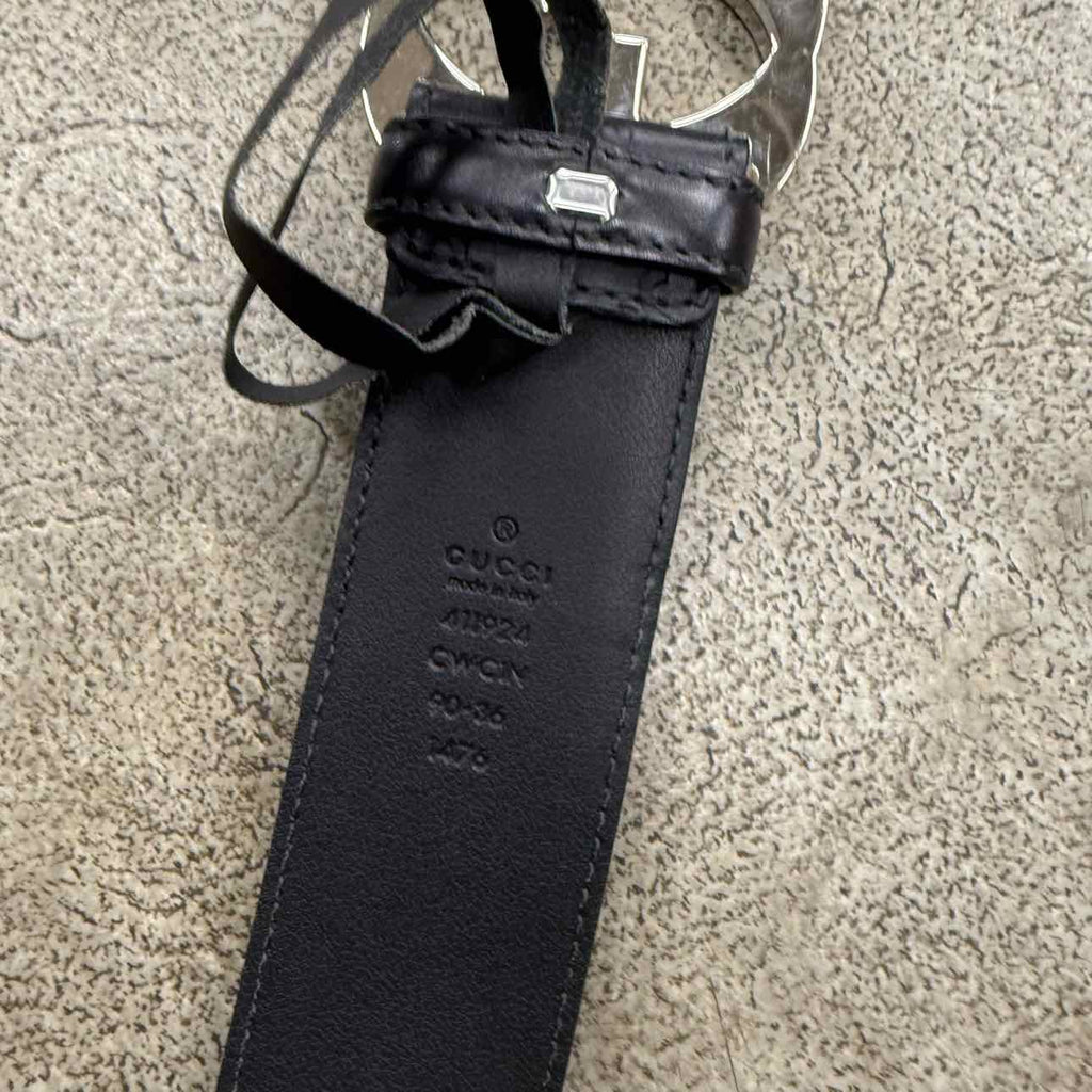 Gucci Belt "SILVER BUCKLE" Used Black Size 36