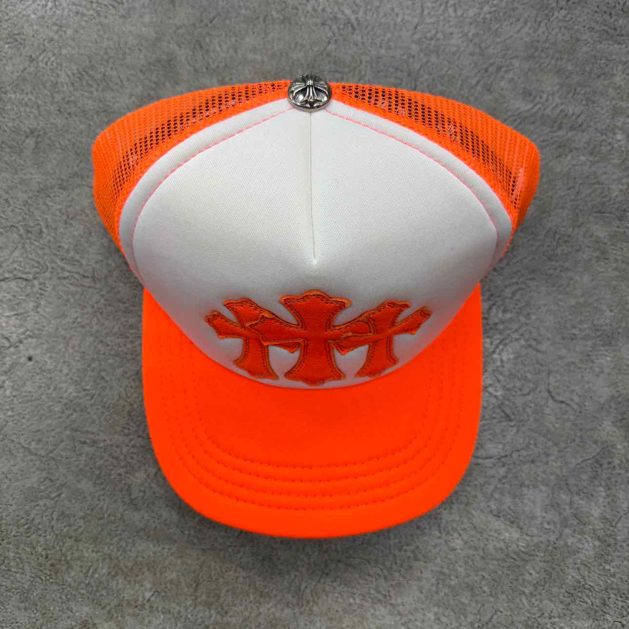 Chrome Hearts Trucker Hat &quot;TRIPLE CROSS&quot; New Orange Size OS