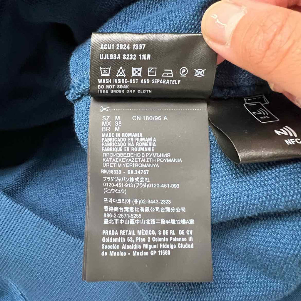 Prada Hoodie "LOGO" Blue Used Size M