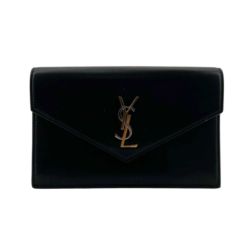Saint Laurent Wallet "UPTOWN LEATHER CHAIN WALLET" Used Black Size OS
