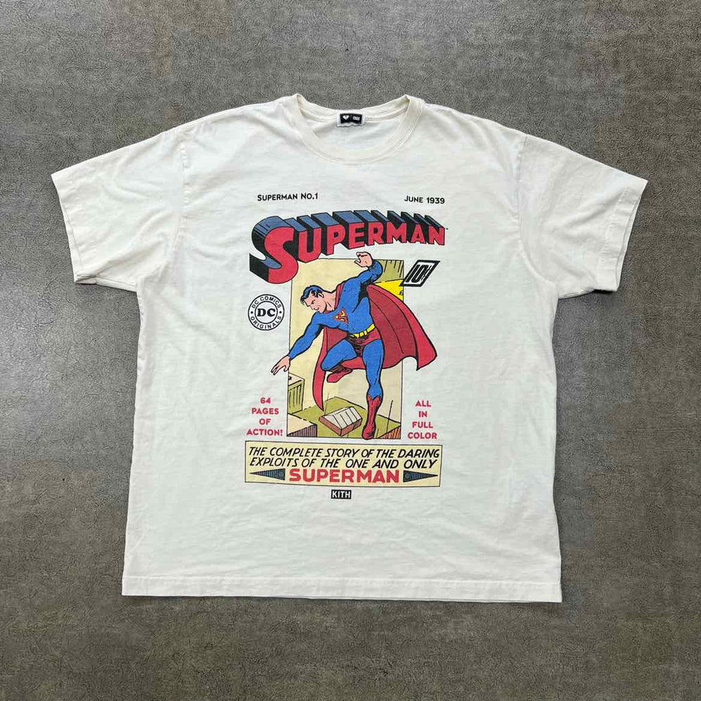 Kith T-Shirt "SUPERMAN NO1" Cream Used Size XL