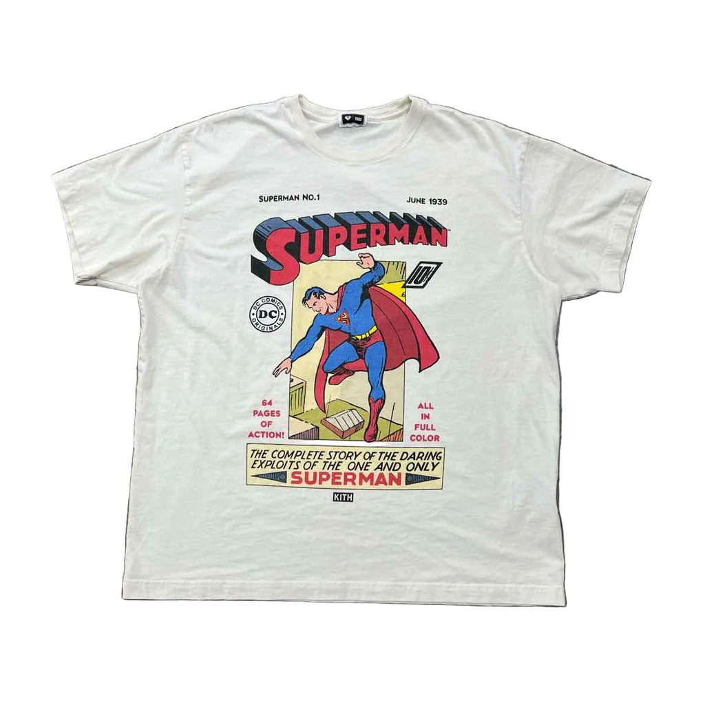 Kith T-Shirt "SUPERMAN NO1" Cream Used Size XL